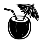 Coconut Cocktail Wall Art — Tropical Tiki Silhouette | 2 Sizes