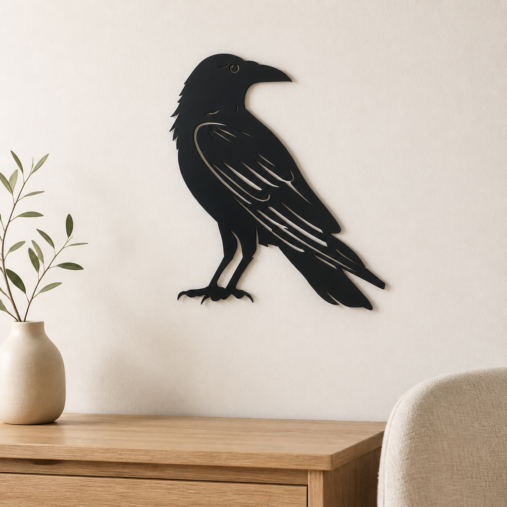 Crow Wall Art — Perched Raven Silhouette | 2 Sizes