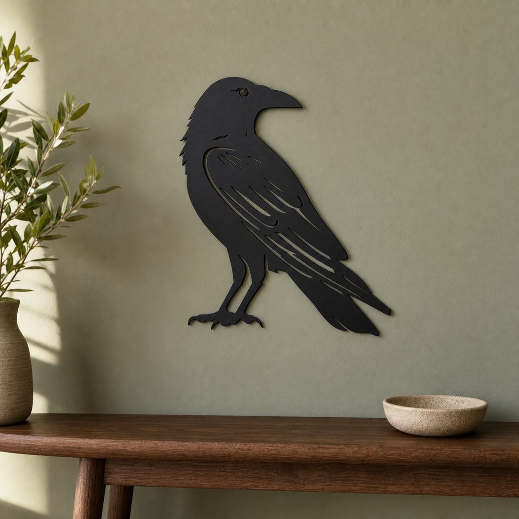 Crow Wall Art — Perched Raven Silhouette | 2 Sizes