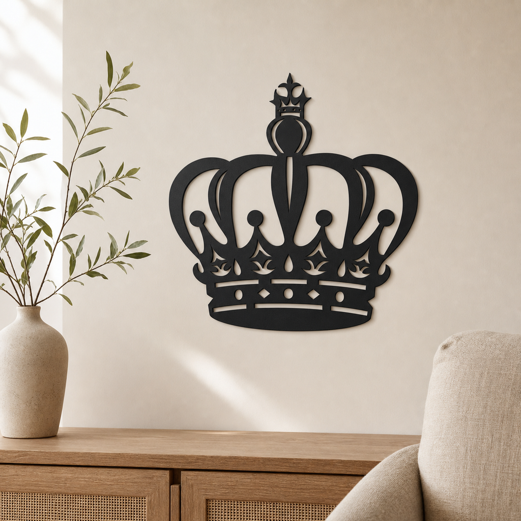 Crown Wall Art — Modern Line Art Royal Crown Silhouette