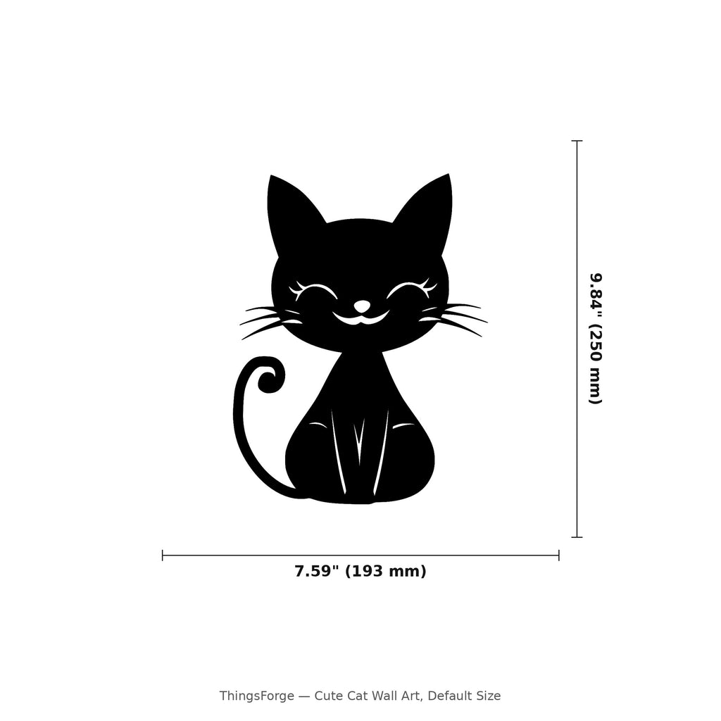 Cute Cat Wall Art — Smiling Sitting Cat Silhouette | 2 Sizes