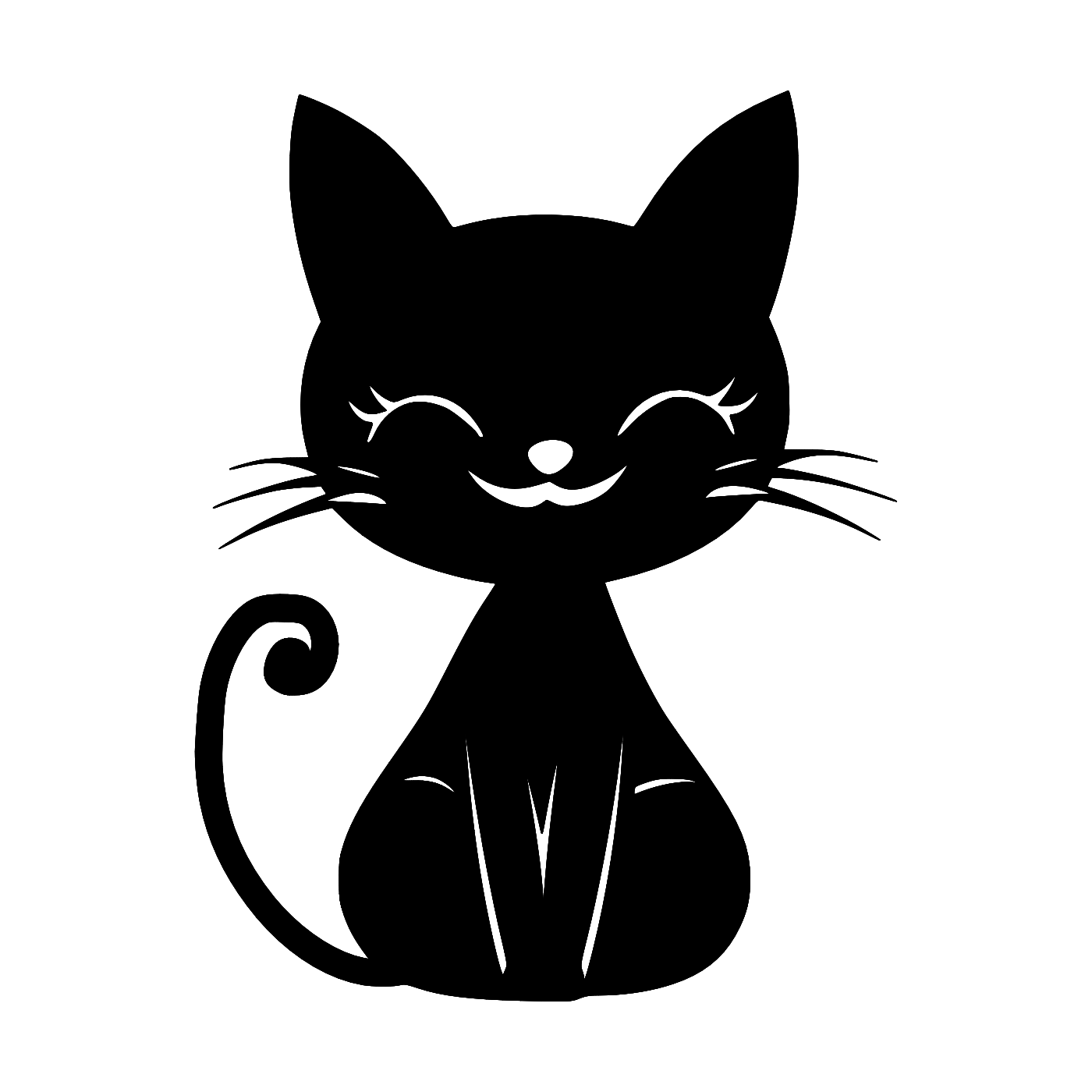 Cute Cat Wall Art — Smiling Sitting Cat Silhouette | 2 Sizes