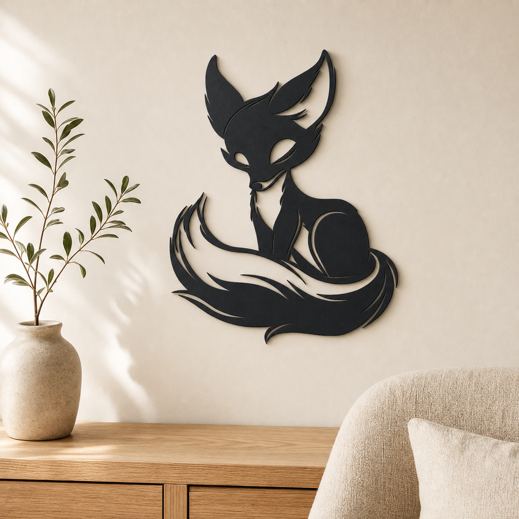 Cute Fox Wall Art — Stylized Sitting Fox Silhouette | 2 Sizes
