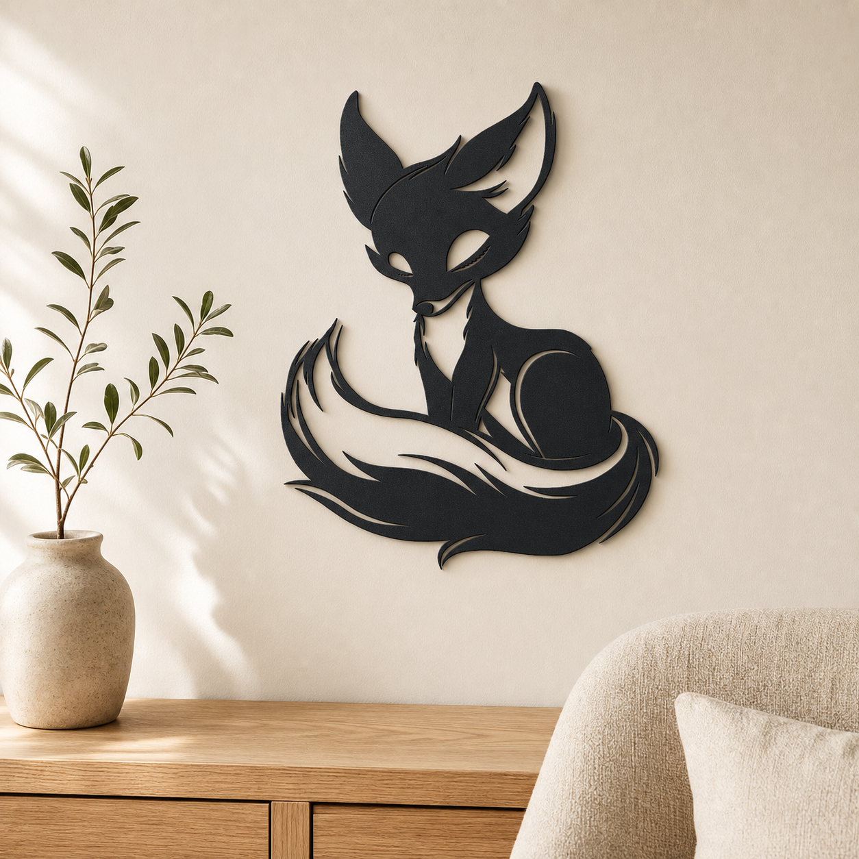 Cute Fox Wall Art — Stylized Sitting Fox Silhouette | 2 Sizes