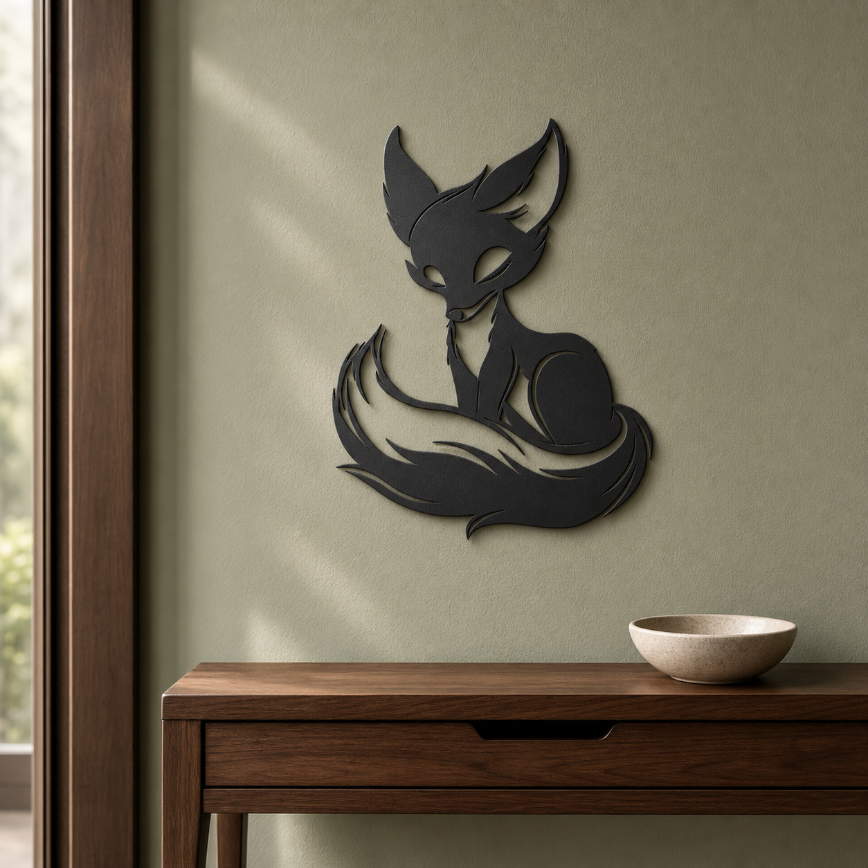 Cute Fox Wall Art — Stylized Sitting Fox Silhouette | 2 Sizes