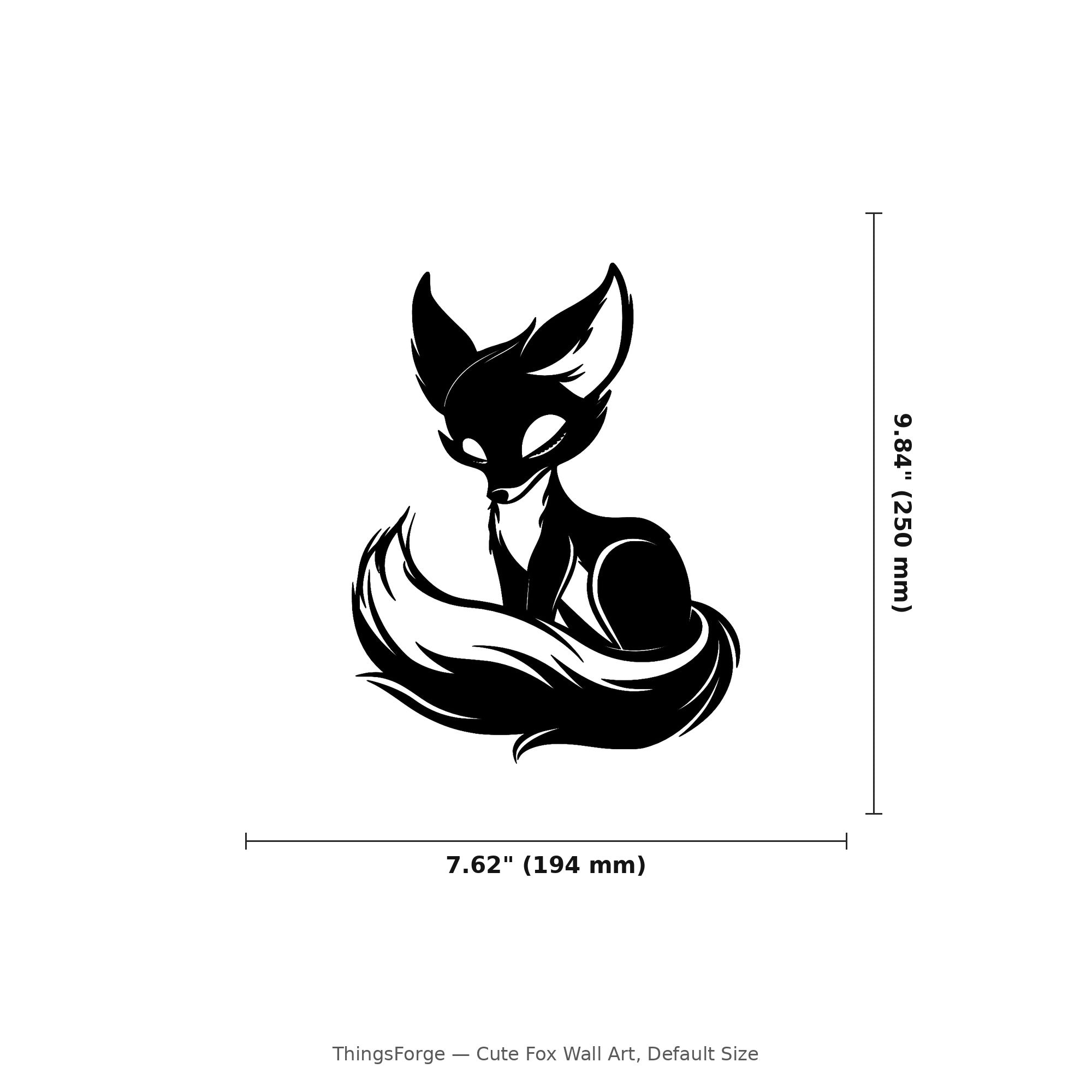 Cute Fox Wall Art — Stylized Sitting Fox Silhouette | 2 Sizes