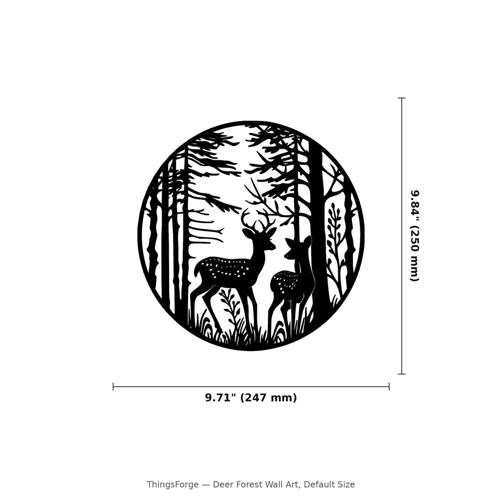 Deer Forest Wall Art — Circle Frame Woodland Scene | 2 Sizes