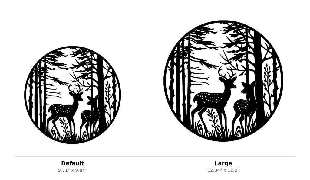 Deer Forest Wall Art — Circle Frame Woodland Scene | 2 Sizes