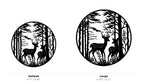 Deer Forest Wall Art — Circle Frame Woodland Scene | 2 Sizes