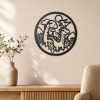 Dinosaurs Wall Art — Round Dino Scene Sign | Two Sizes, Four Colors