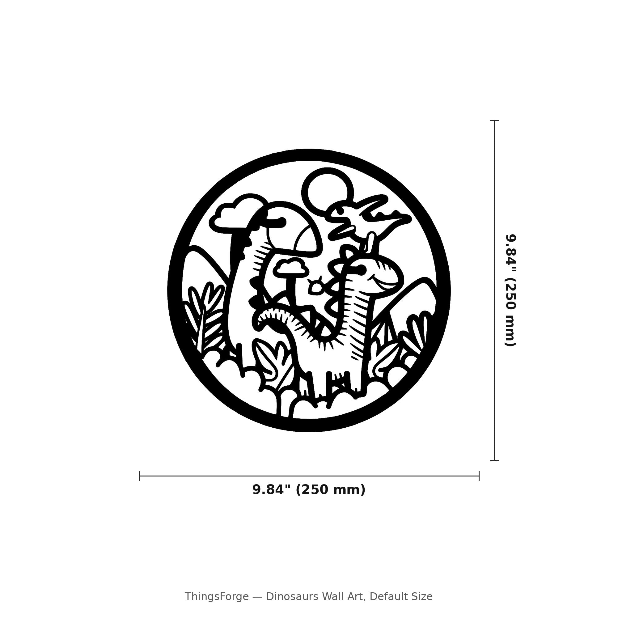 Dinosaurs Wall Art — Round Dino Scene Sign | Two Sizes, Four Colors