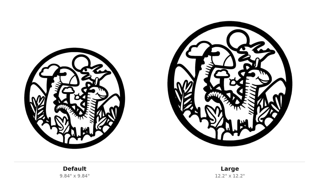 Dinosaurs Wall Art — Round Dino Scene Sign | Two Sizes, Four Colors