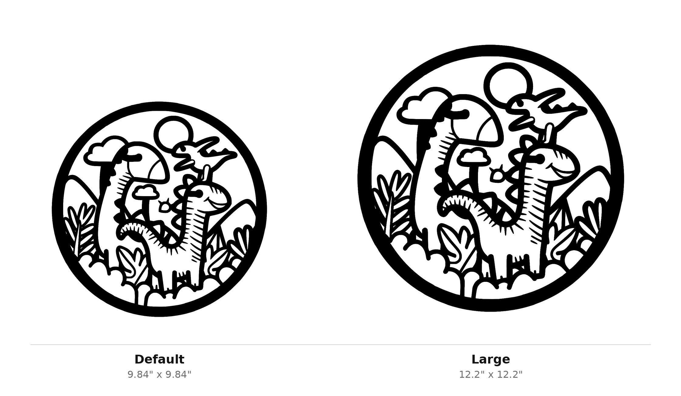 Dinosaurs Wall Art — Round Dino Scene Sign | Two Sizes, Four Colors