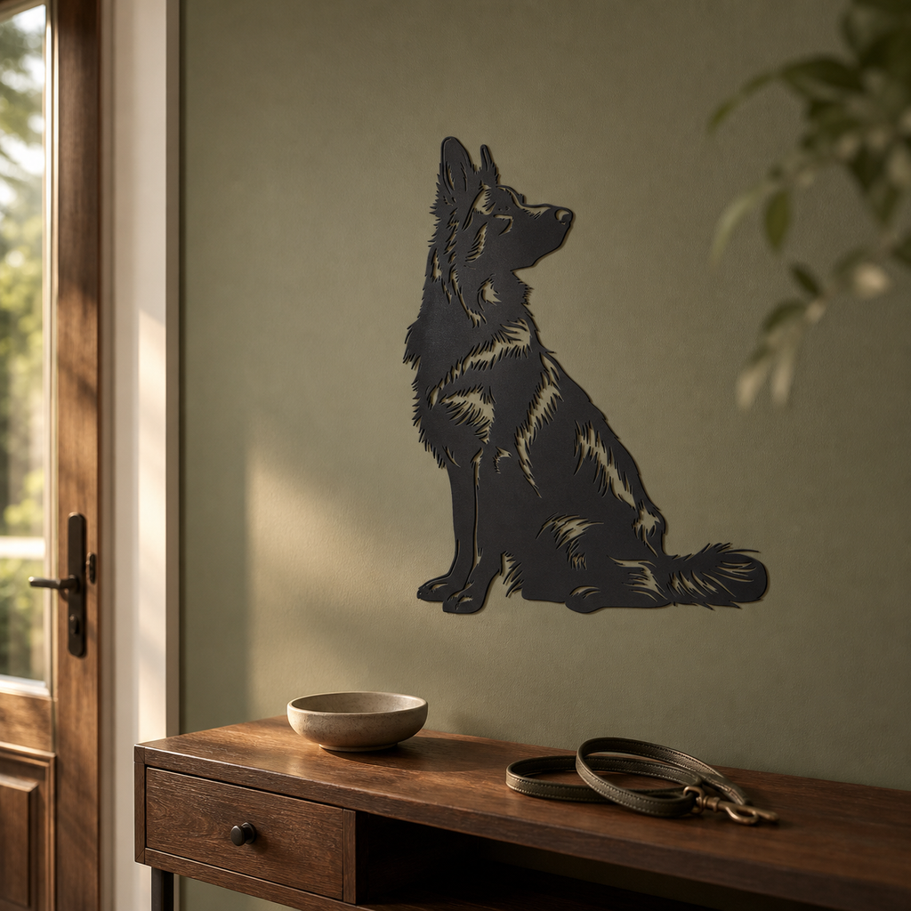 German Shepherd Wall Art — Detailed Dog Portrait Silhouette | 2 Sizes