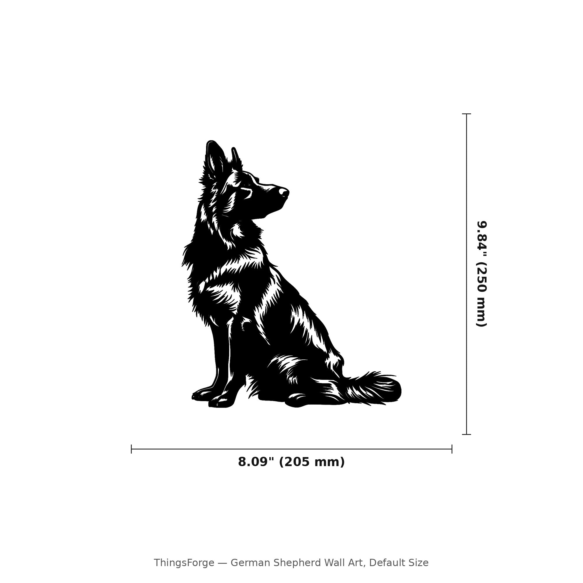 German Shepherd Wall Art — Detailed Dog Portrait Silhouette | 2 Sizes