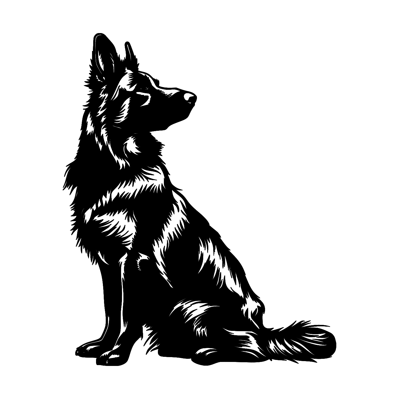 German Shepherd Wall Art — Detailed Dog Portrait Silhouette | 2 Sizes