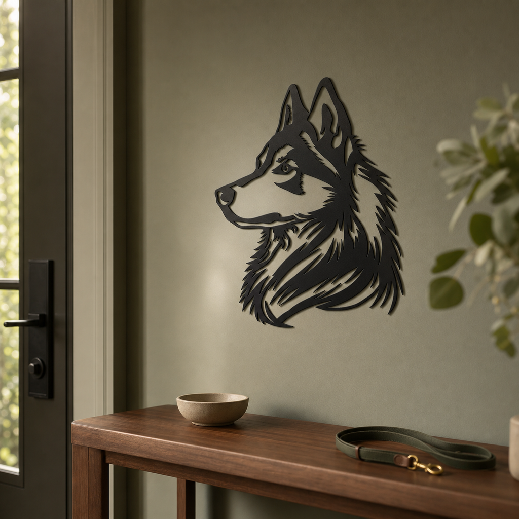 Husky Wall Art — Detailed Dog Portrait Silhouette | 2 Sizes