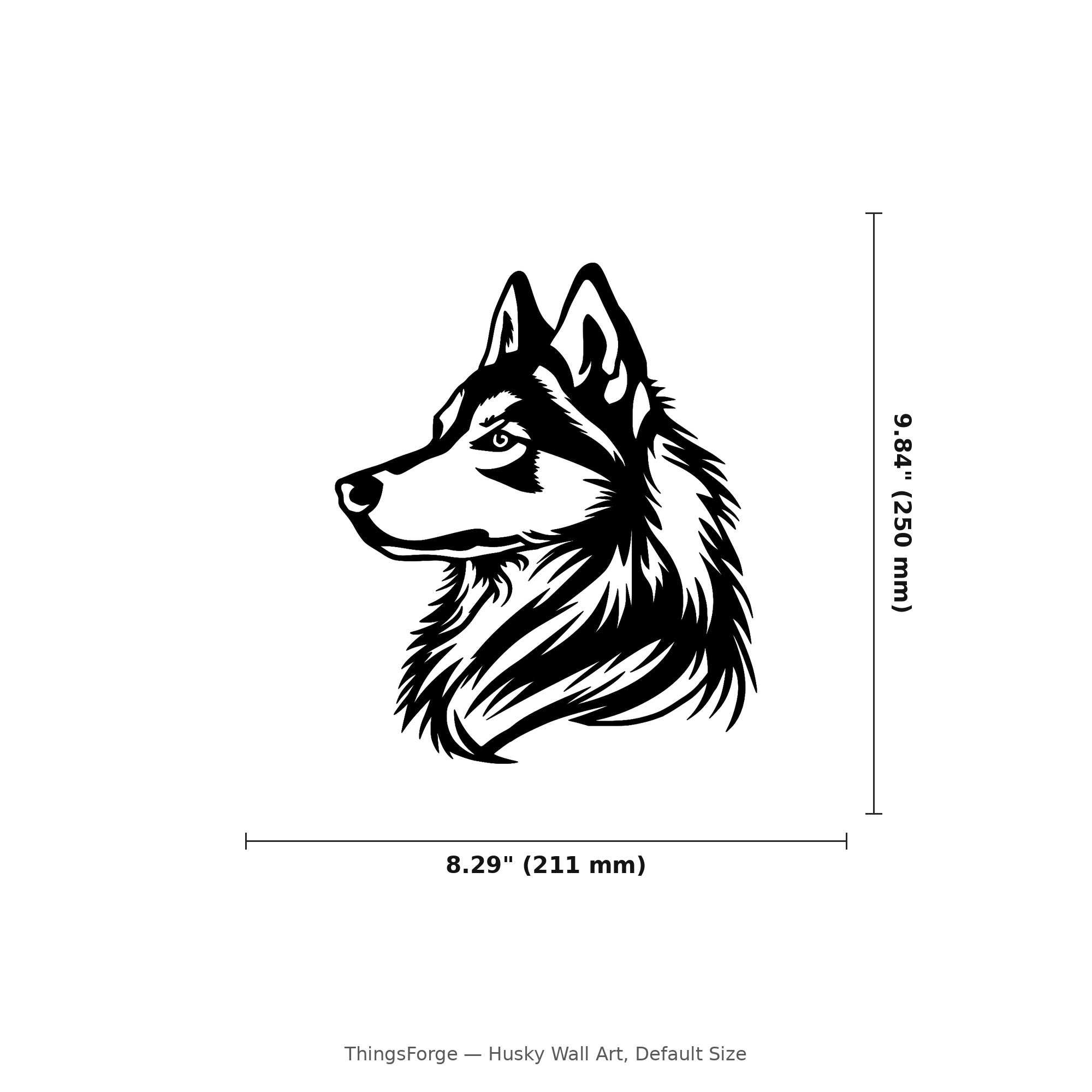 Husky Wall Art — Detailed Dog Portrait Silhouette | 2 Sizes