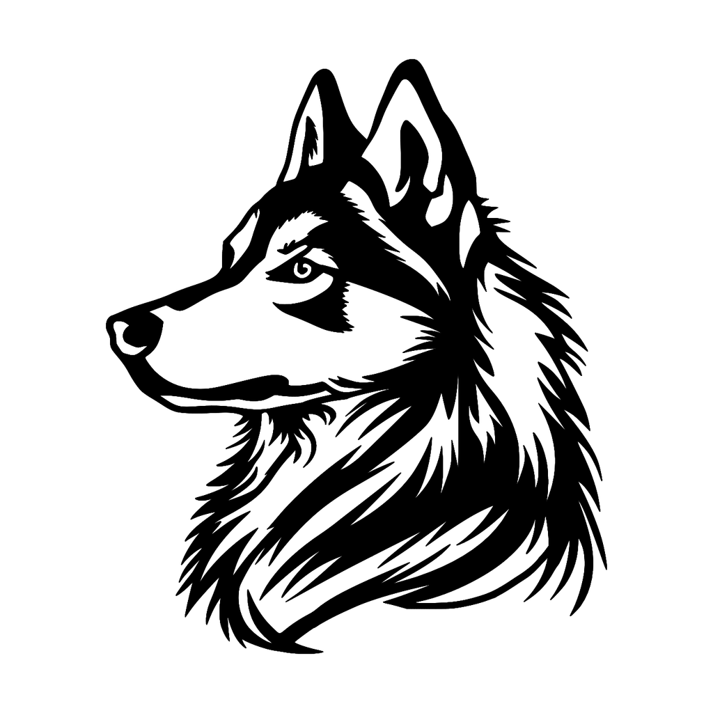 Husky Wall Art — Detailed Dog Portrait Silhouette | 2 Sizes