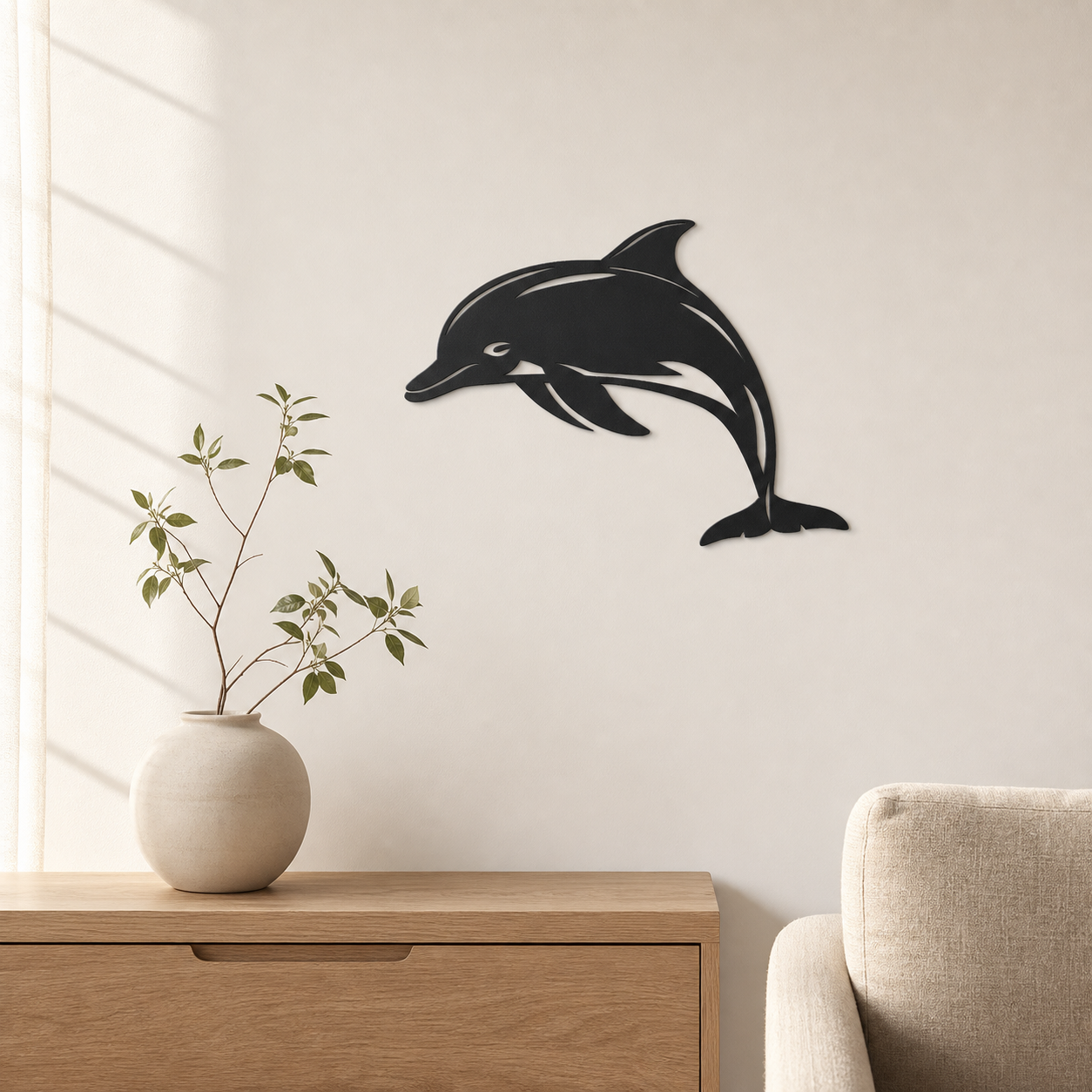 Dolphin Wall Art — Leaping Dolphin Silhouette | Coastal Wall Decor