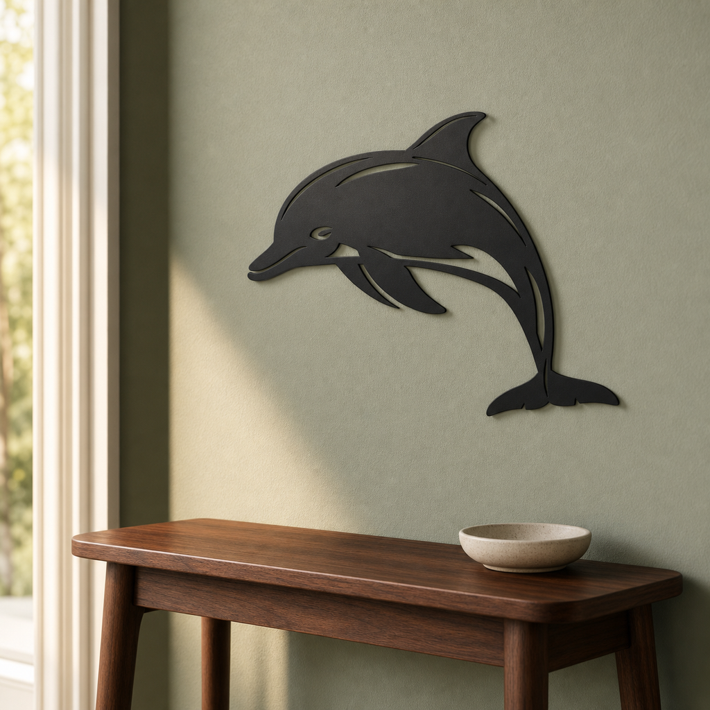 Dolphin Wall Art — Leaping Dolphin Silhouette | Coastal Wall Decor