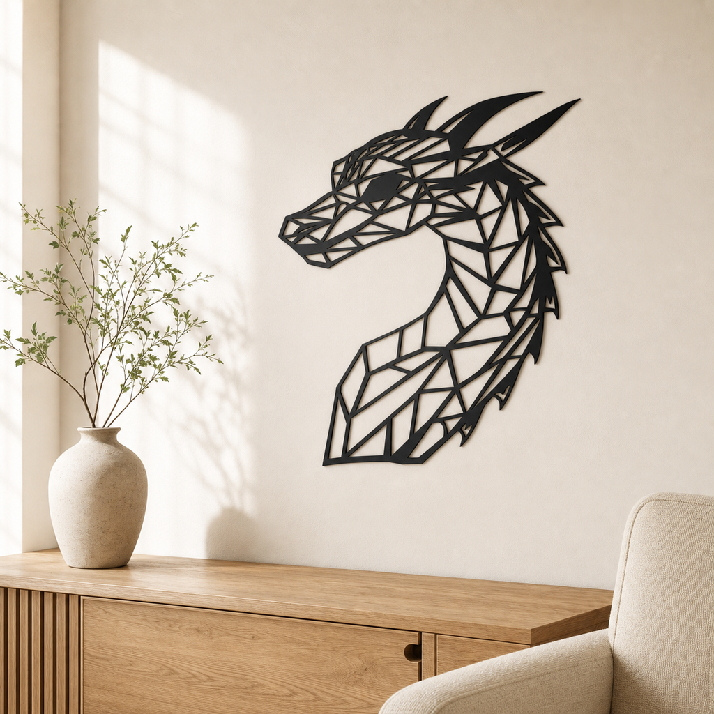 Dragon Head Wall Art — Low Poly Dragon Head | 2 Sizes