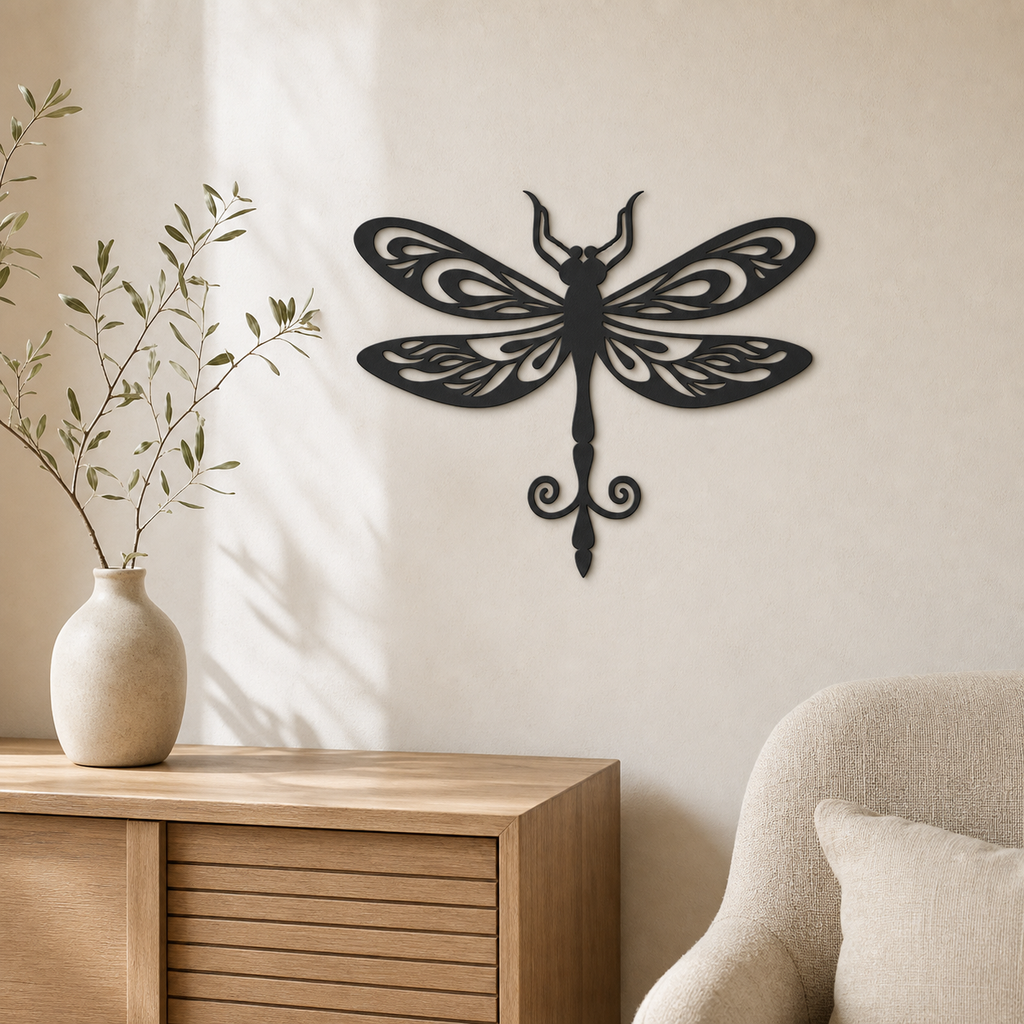 Dragonfly Wall Art — Boho Filigree Silhouette