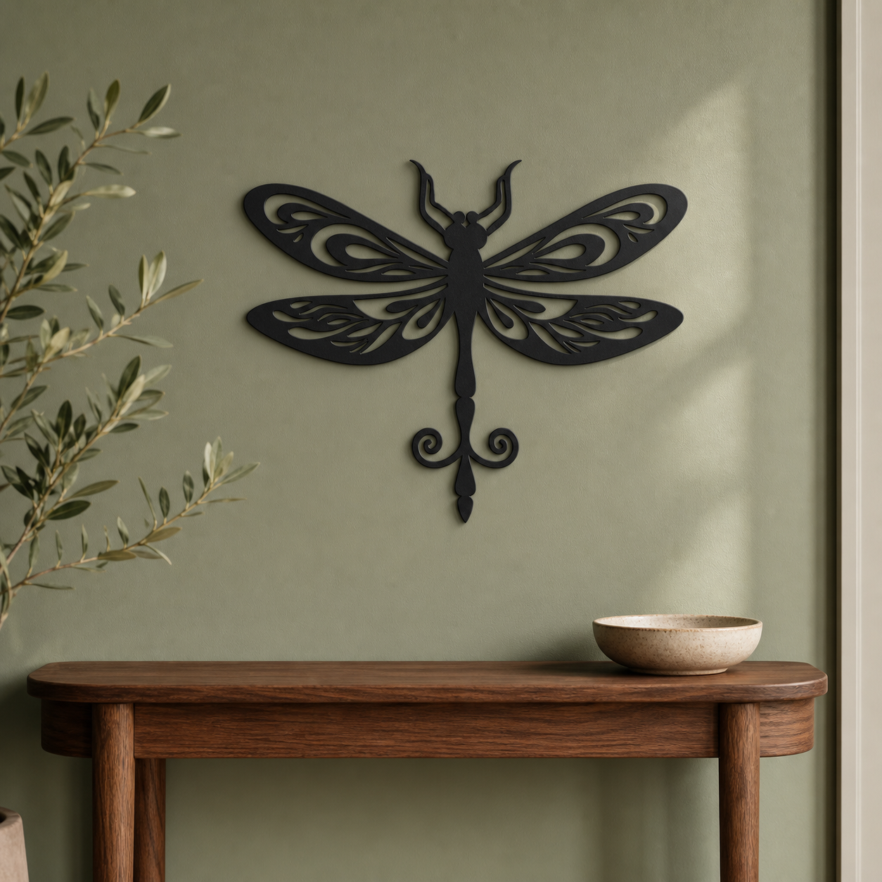 Dragonfly Wall Art — Boho Filigree Silhouette