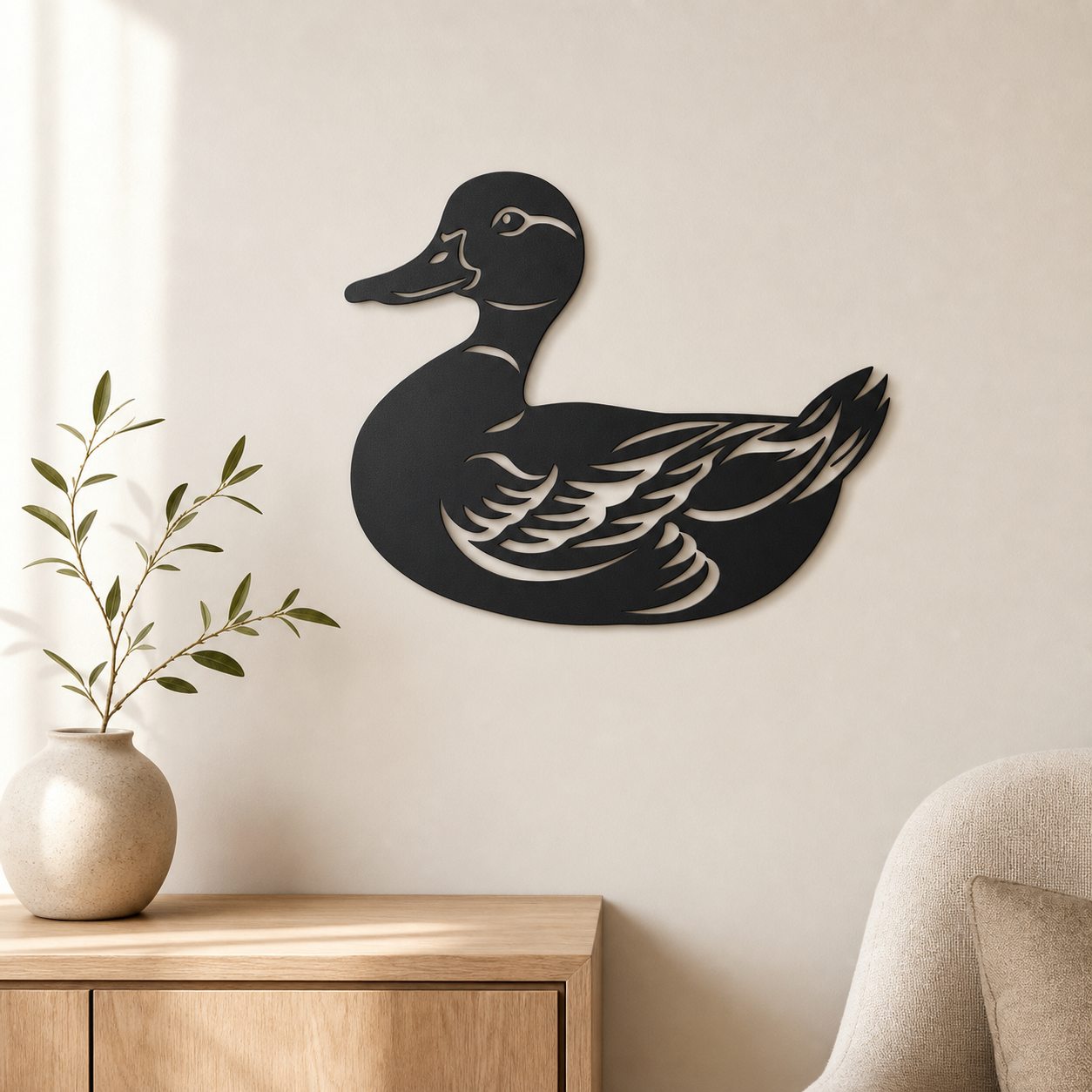 Duck Wall Art — Modern Line Art Mallard Duck Silhouette