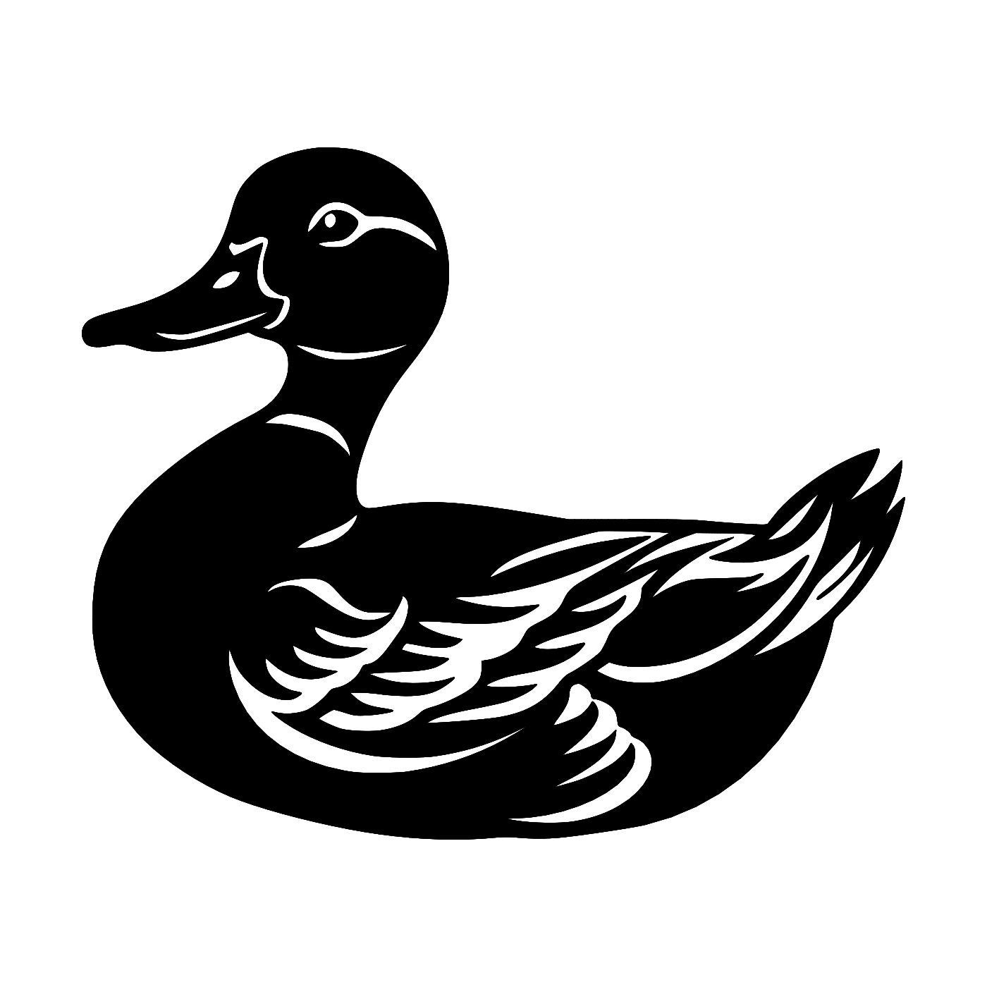 Duck Wall Art — Modern Line Art Mallard Duck Silhouette