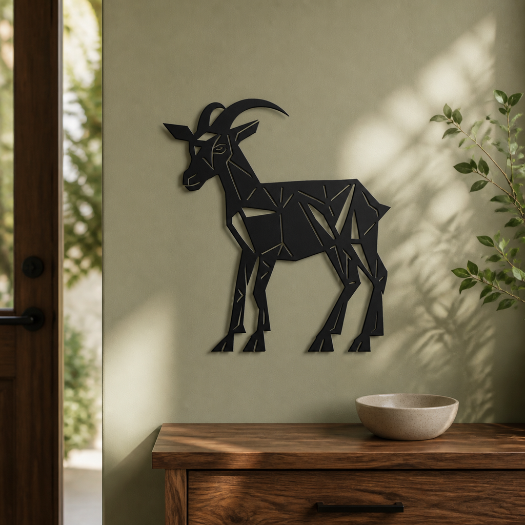 Goat Wall Art — Low Poly Standing Goat | 2 Sizes
