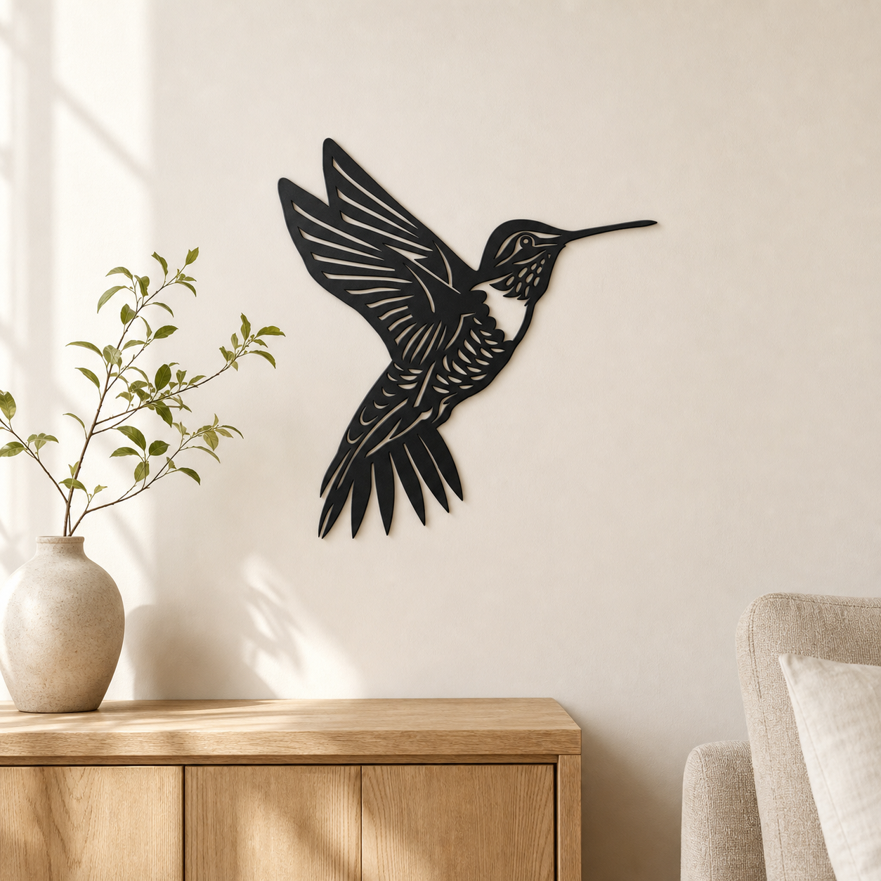 Hummingbird Wall Art — Hovering Hummingbird Silhouette | 2 Sizes