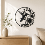 Hummingbird with Flowers Wall Art — Hummingbird & Blossoms Scene | 2 Sizes