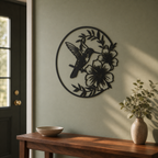 Hummingbird with Flowers Wall Art — Hummingbird & Blossoms Scene | 2 Sizes
