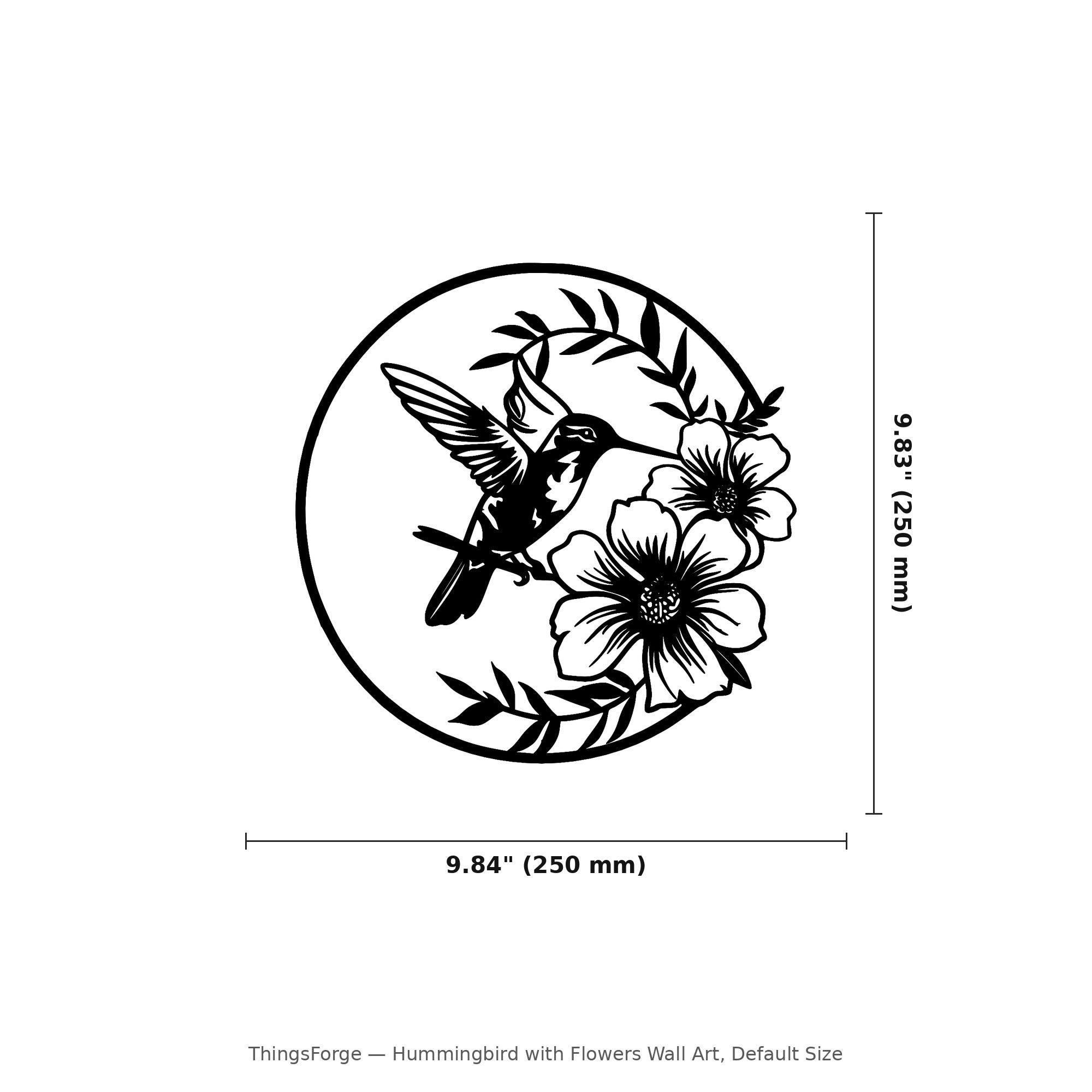 Hummingbird with Flowers Wall Art — Hummingbird & Blossoms Scene | 2 Sizes