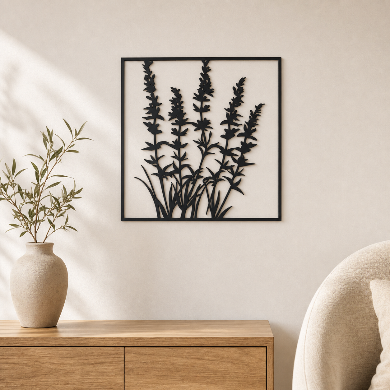 Lavender Wall Art — Lavender Sprig Botanical Silhouette | 2 Sizes