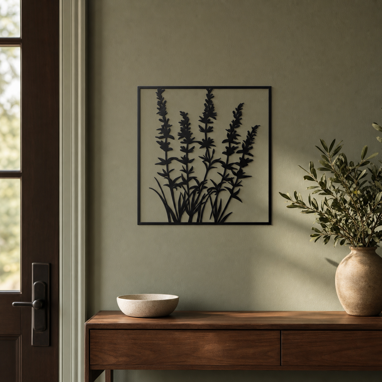 Lavender Wall Art — Lavender Sprig Botanical Silhouette | 2 Sizes