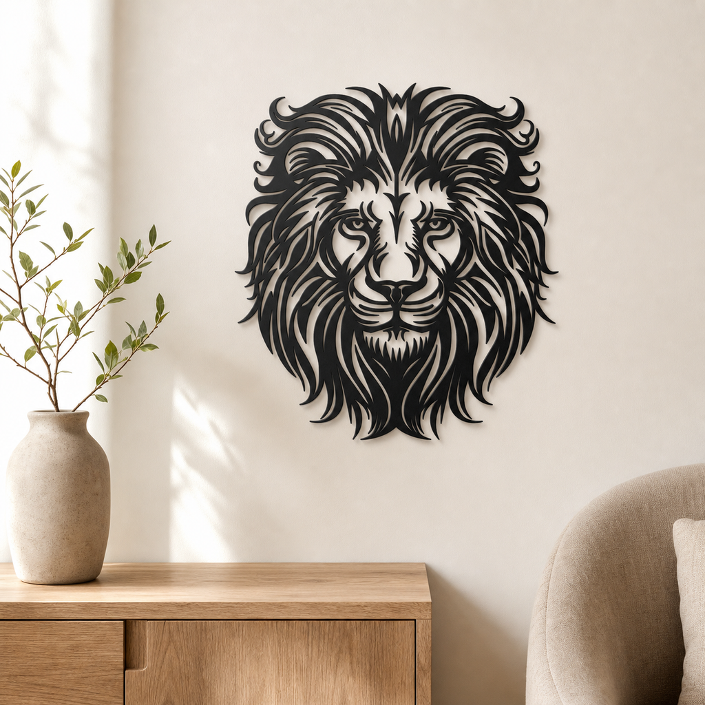 Lion Head Wall Art — Detailed Lion Head Silhouette | 2 Sizes
