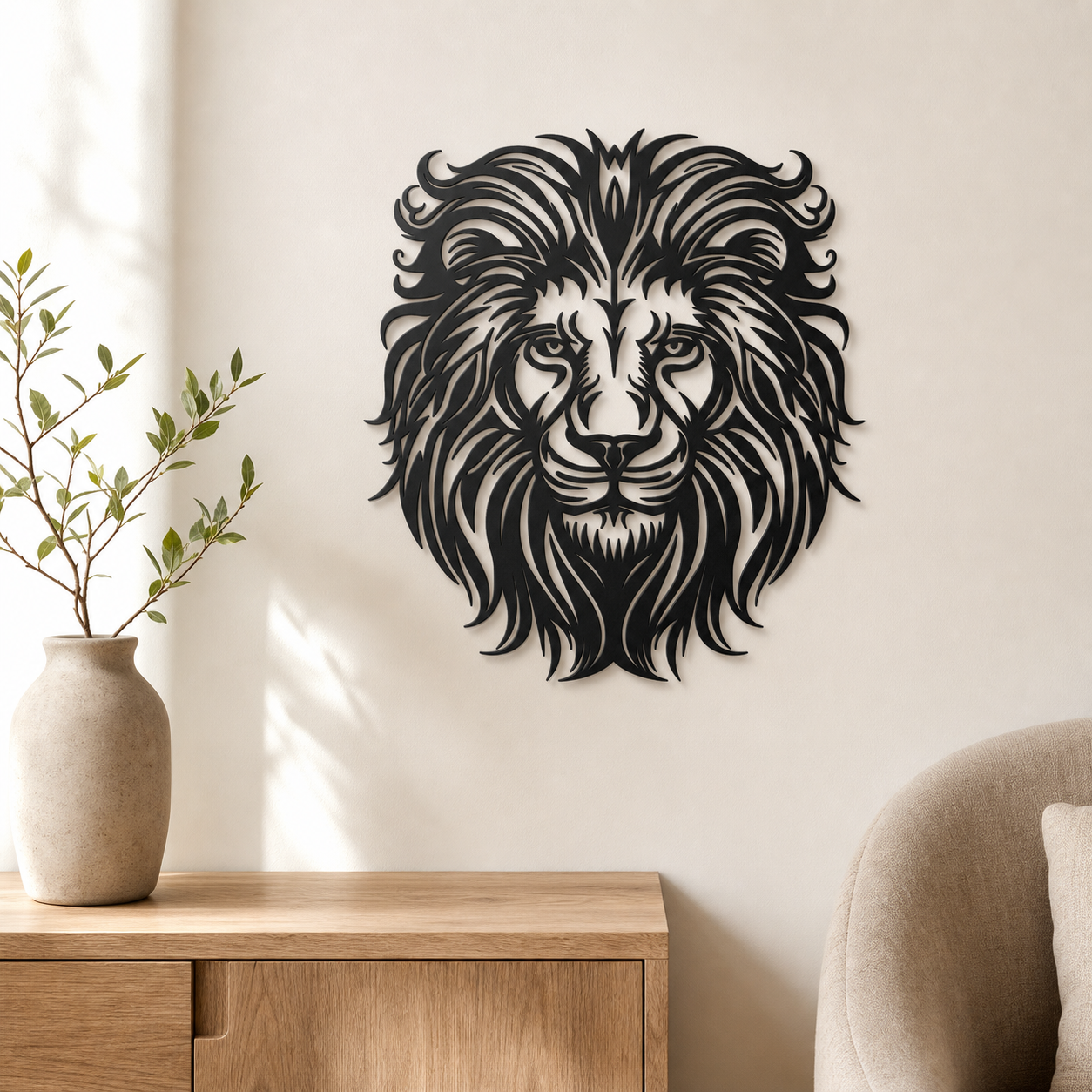 Lion Head Wall Art — Detailed Lion Head Silhouette | 2 Sizes
