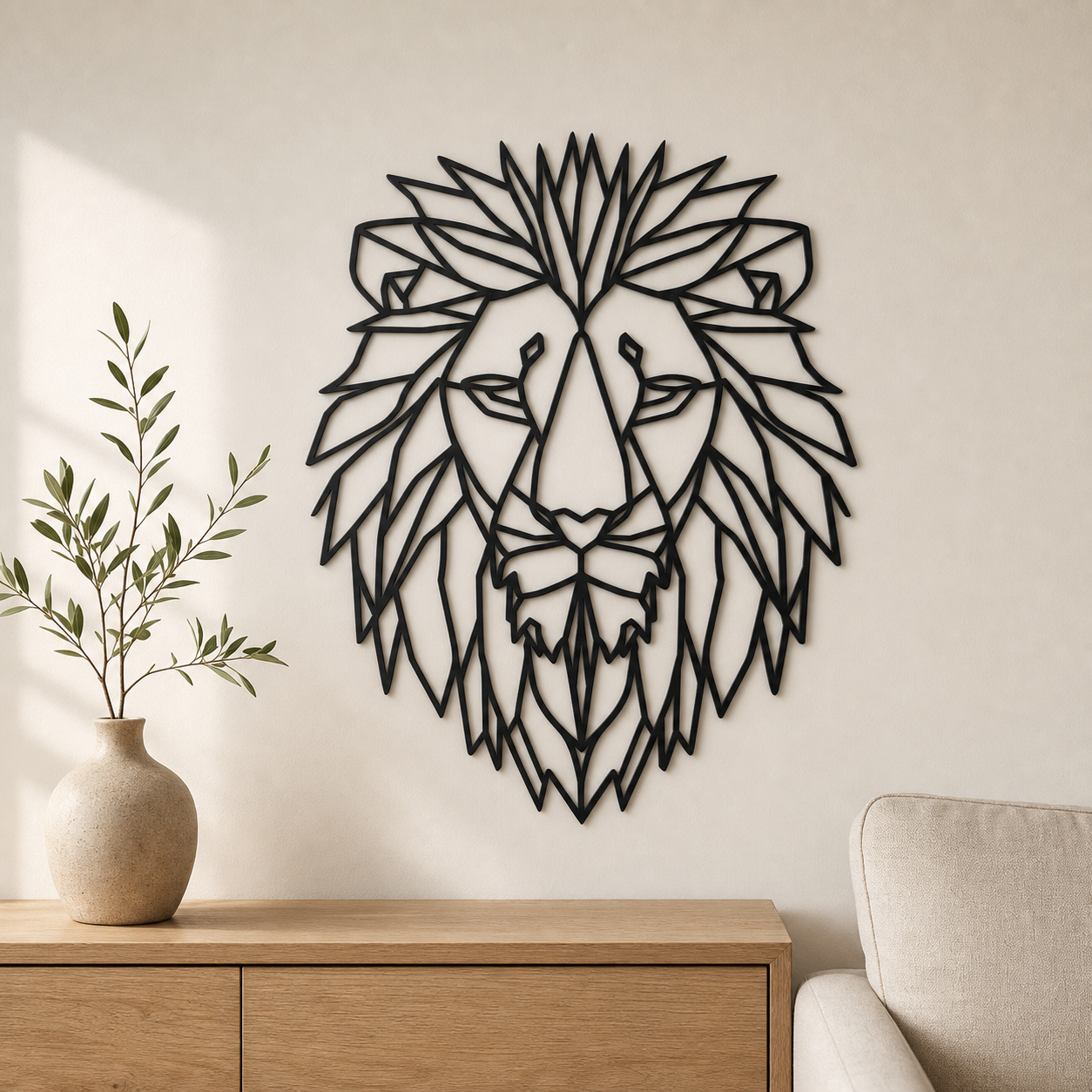 Lion Head Wall Art — Low Poly Lion Head | 2 Sizes