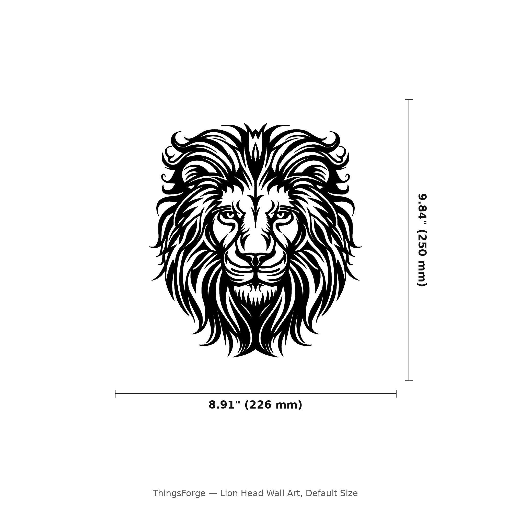 Lion Head Wall Art — Detailed Lion Head Silhouette | 2 Sizes