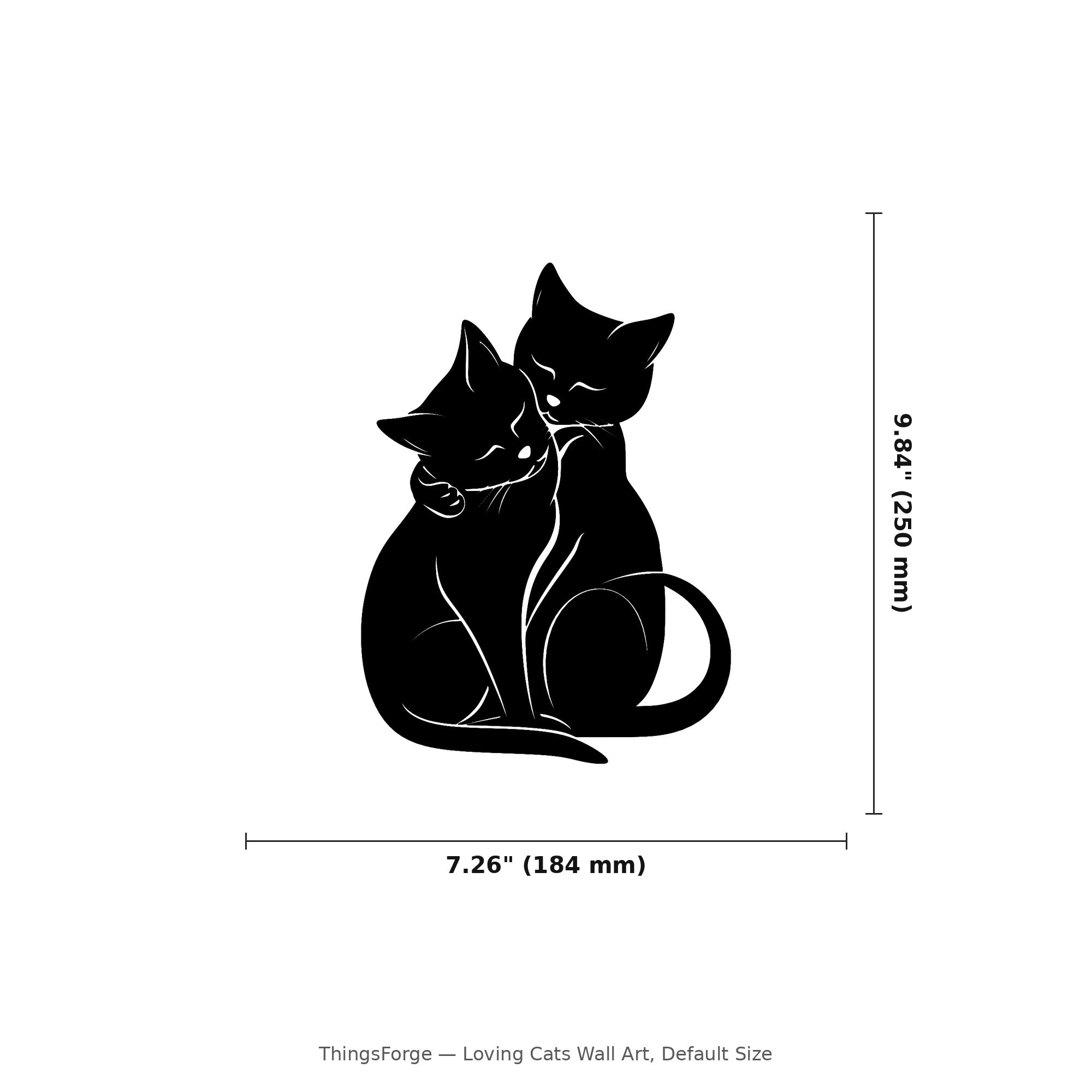 Loving Cats Wall Art — Two Cats Cuddling Silhouette | 2 Sizes
