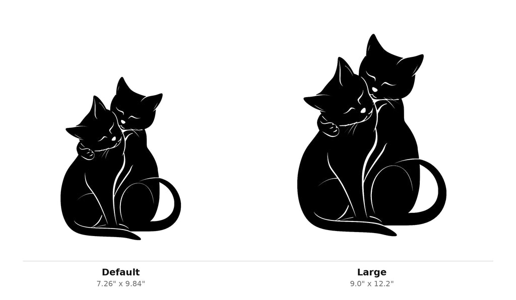 Loving Cats Wall Art — Two Cats Cuddling Silhouette | 2 Sizes