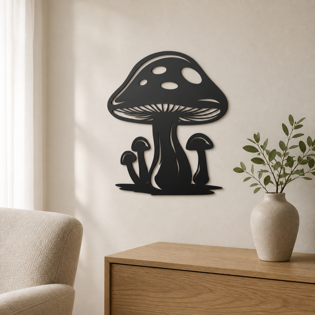 Mushrooms Wall Art — Toadstool Cluster Silhouette | 2 Sizes