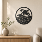 Orcas Wall Art — Circle Frame Orca Pod | 2 Sizes