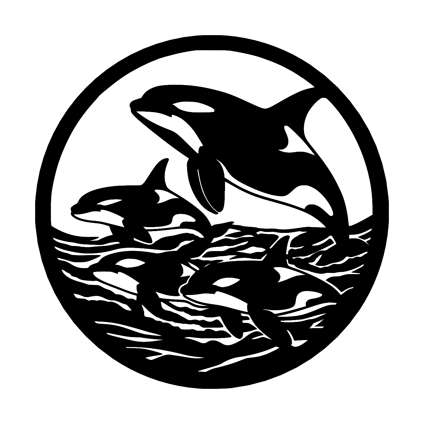 Orcas Wall Art — Circle Frame Orca Pod | 2 Sizes