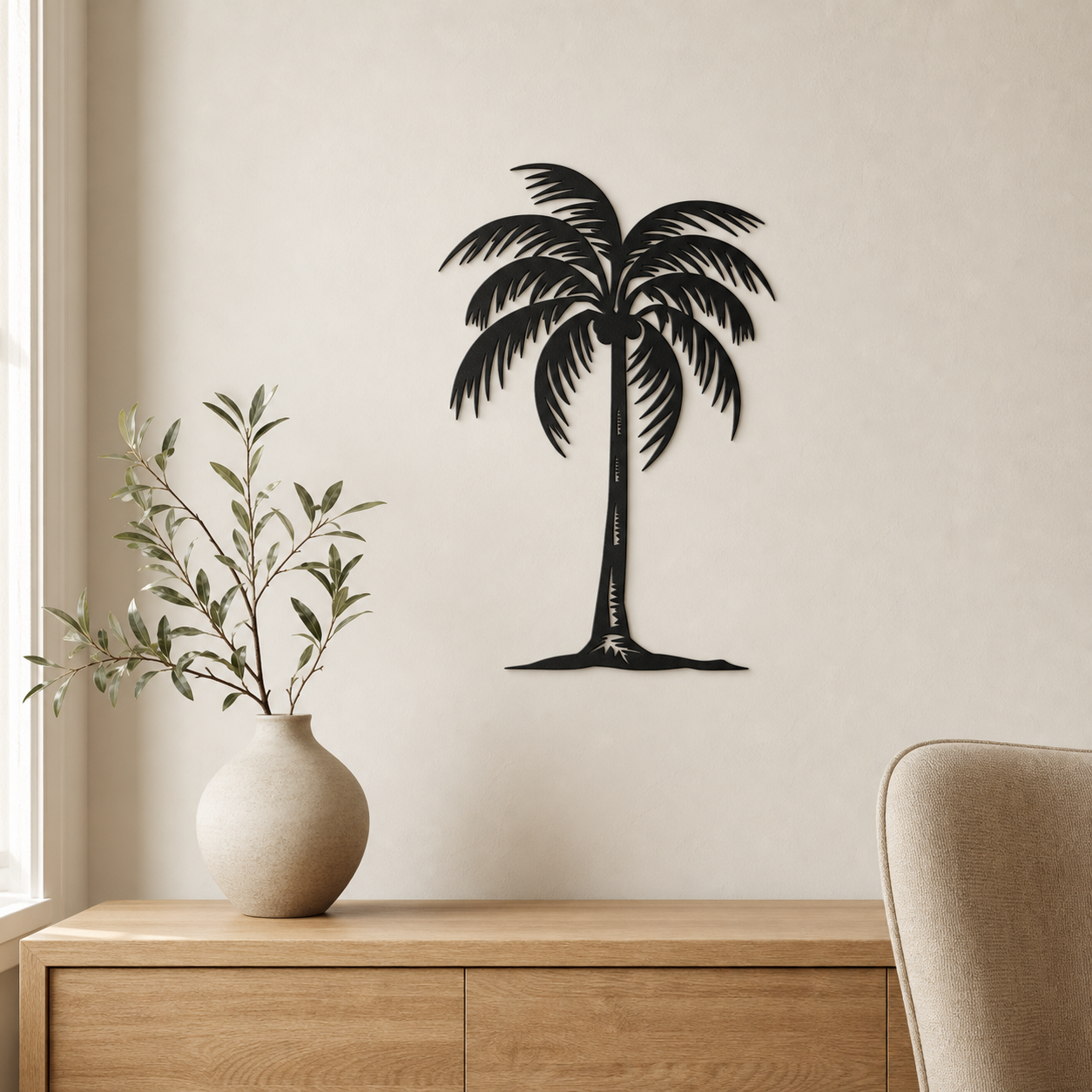 Palm Tree Wall Art — Surfboard Shaped Beach Scene | 2 Sizes