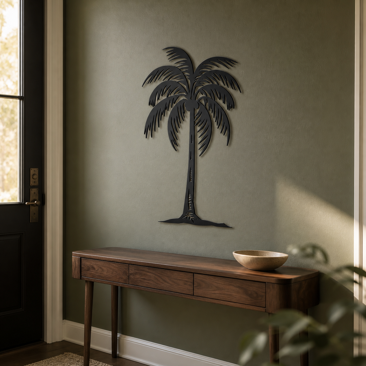 Palm Tree Wall Art — Surfboard Shaped Beach Scene | 2 Sizes