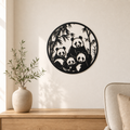 Pandas Wall Art — Circle Frame Panda Family | 2 Sizes