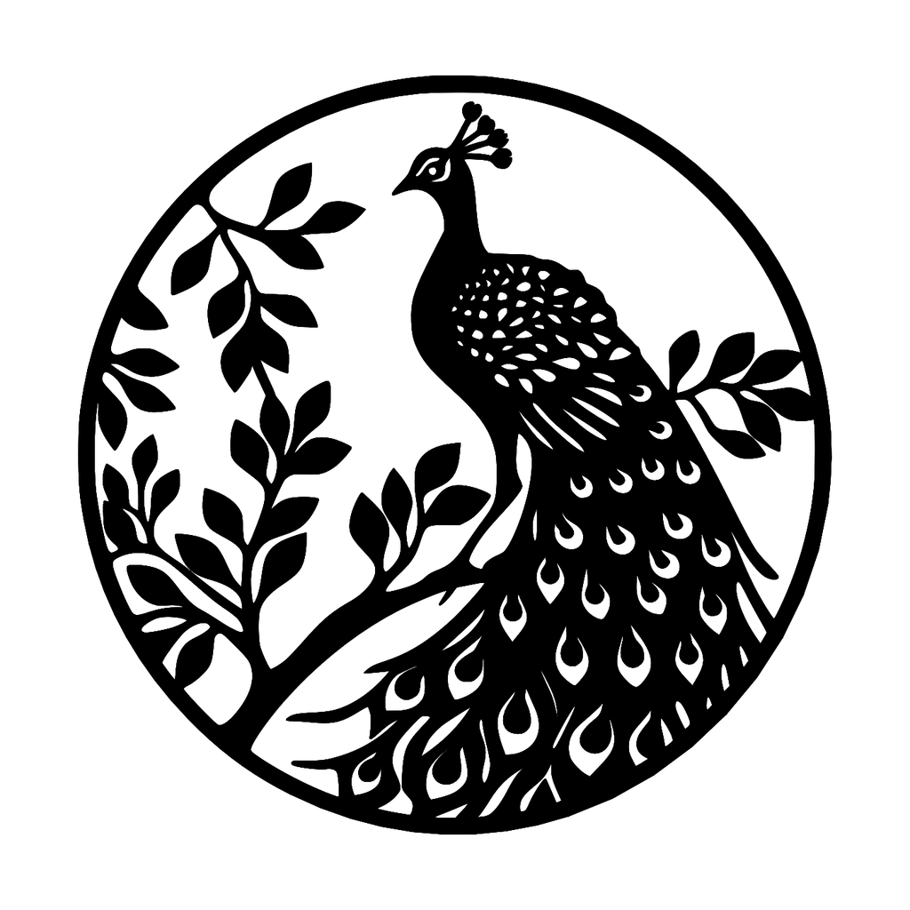 Peacock Wall Art — Fanned Tail Silhouette | 2 Sizes